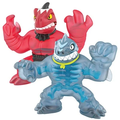 Image of Heroes of Goo Jit Zu Dino X Ray Verses Pack, Chomp Attack Shredz Bones Tri Tops 4.5&quot; Tall Action Figure, Perfect Christmas/Birthday Present For 4 To 8 Years Squishy,Stretchy Tactile Play