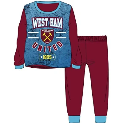 Image of Kids West Ham United Childrens Girls Boys Pyjamas/Pyjama Set Burgundy/Blue Age 9 10 Years