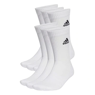 Image of adidas Unisex Cushioned Sportswear Crew Socks 6 Pairs Socks, White / Black, 4 5 Years