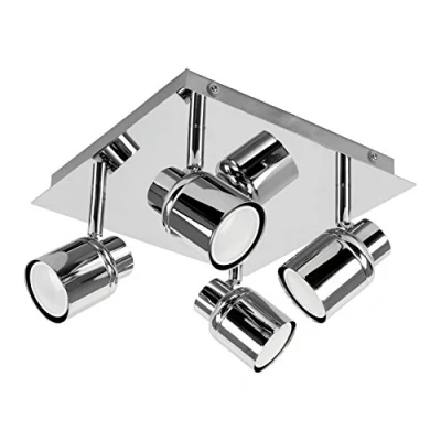 Image of MiniSun Modern Polished Chrome Square Plate Adjustable IP44 Bathroom 4 Way Ceiling Spotlight