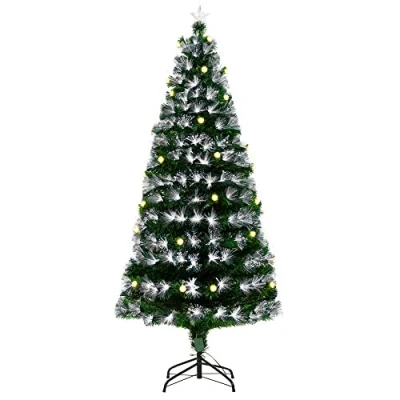 Image of HOMCOM 6ft White Light Artificial Christmas Tree w/ 230 LEDs Star Topper Tri Base Full Bodied Seasonal Decoration Pre Lit Home