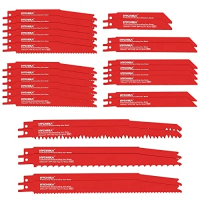 Image of HYCHIKA 32 Piece Reciprocating Saw Blade Set Metal Cutting Blades with Organizer Case