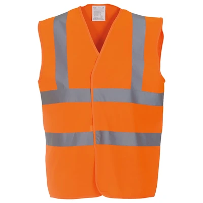 Image of Yoko Men&#039;s Yk001/Hvw100 Hi Vis 2 Band and Braces Waistcoat Orange, X Large
