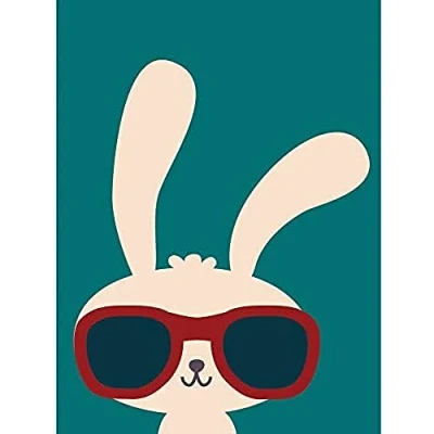 Image of Wee Blue Coo Rabbit Bunny Sunglasses Cartoon Unframed Wall Art Print Poster Home Decor Premium