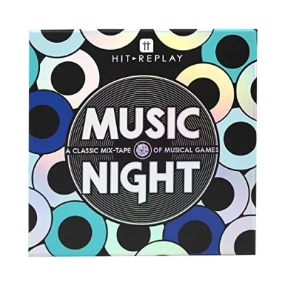 Image of Talking Tables MUSIC Night GAME Play with Family, Friends, After Dinner Includes Musical Trivia, General Knowledge, Singing, Kazoo, Karaoke Fun, Birthday Present,Purple,REPLAY