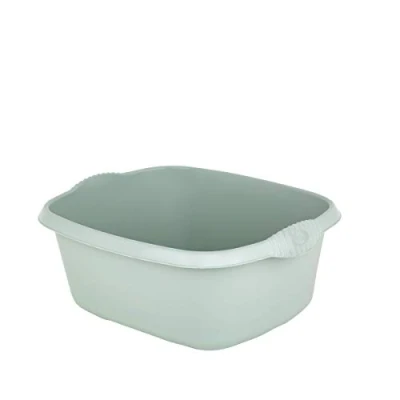 Image of Plastic 39cm Rectangular Washing Up Bowl Kitchen Basin Mixing Sink Bowls Tidy Organizers (Silver Sage)
