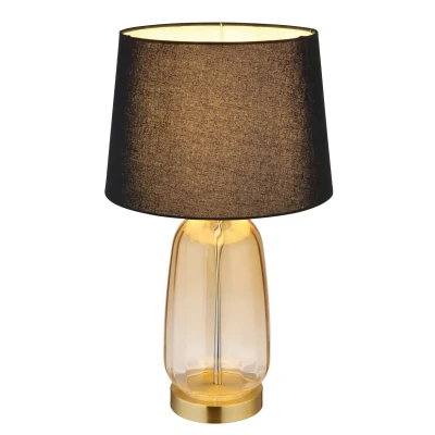 Image of Classy Table Lamp with Round Tapered Shade Brass Coloured 1x E27