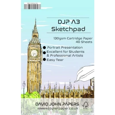 Image of DJP A3 Artist Sketch Pad 40 Sheets (130gsm) Acid Free Drawing Paper Cartridge