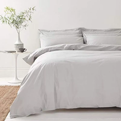 Image of Bianca 200 Thread Count Organic Cotton Super King Duvet Set Silver