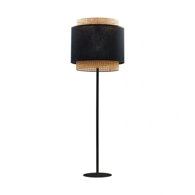 Image of Boho Floor Lamp With Shade Black, Rattan 1xE27