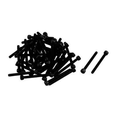 Image of Sourcingmap M2.5x25mm 12.9 Alloy Steel Screw Cap Point Hex Socket Screws Bolts Black 50pcs
