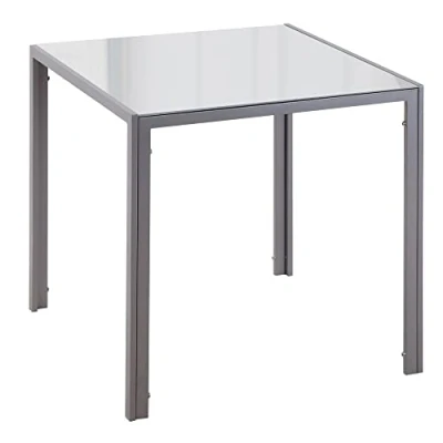 Image of HOMCOM Modern Square Dining Table for 2 4 People w/Glass Top &amp; Metal Legs Kitchen