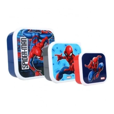 Image of My sweety pop Set of 3 snack boxes Lunch box Spiderman For children Nursery Kindergarten School Holidays Meal 11.5 cm Boys Gift Idea, 200 4741