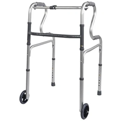 Image of Aidapt Light Weight Aluminium Height Adjustable Duel Riser Folding Walking Frame Rehabilitation Aid with Wheels