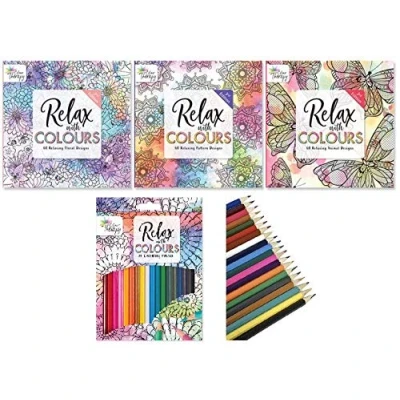 Image of Tallon Colour Therapy 3rd Edition Colouring Book Set of 3 + 20 Pencils