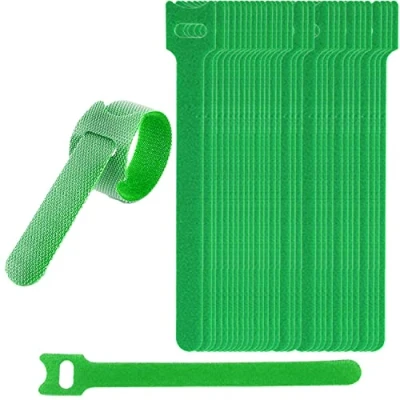 Image of 30PCS Adjustable Reusable Cable Ties Straps 12mmx150mm Hook and Loop Long for Management, Wire Tidy, Cord Organiser (Green)