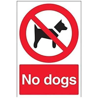 Image of V Safety 54009AU R No Dogs Prohibition Sign (Red) Portrait 200mm x 300mm 1mm Rigid Plastic, Black/Red