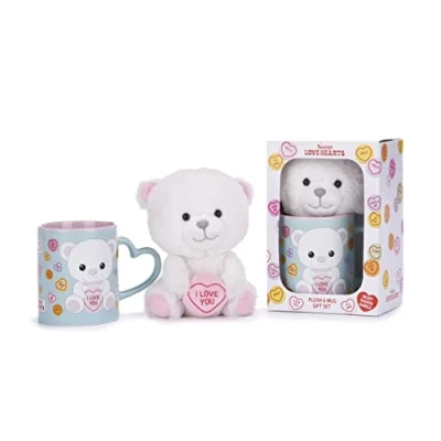Image of Posh Paws Swizzels Love Hearts Bronte &#039;I You&#039; Bear 11OZ Mug &amp; Plush Gift Set, Blue, 37742