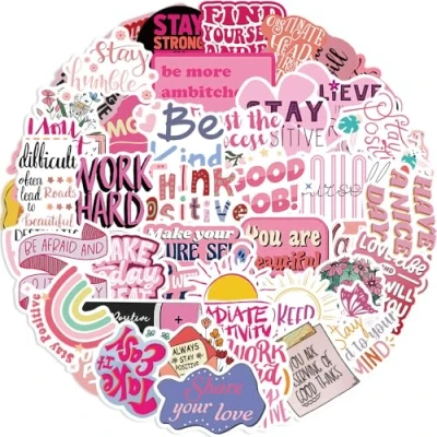 Image of 50 Pcs Motivational Stickers for Kids Teens Adults Boys Girls Gift,Inspirational Pack Laptop,Skateboard,Luggage,Car,Bike, Cup,Computer,Water Bottle Decor,Vinyl Waterproof Sticker Decals