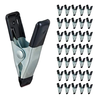 Image of Relaxdays Clamps in a Set of 36, Glue for Handicraft, Model Making Clamps, Spring Metal, 20mm, Black