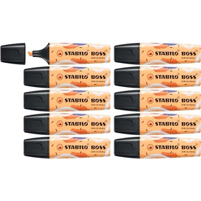 Image of Highlighter STABILO BOSS ORIGINAL Pastel by Ju Schnee Pack of 10 Pale Orange