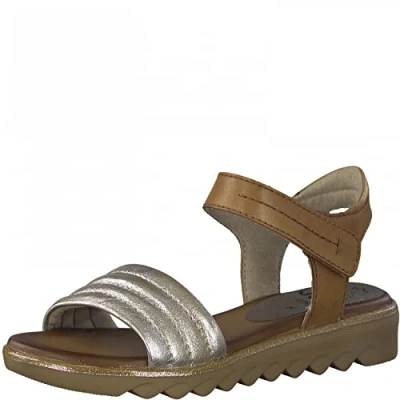 Image of Jana Women&#039;s 8 28602 28 305 Flat Sandal, Cognac, 6.5 UK