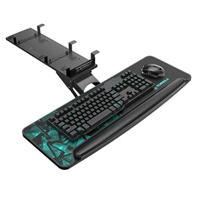 Image of EUREKA Ergonomic Computer Keyboard Tray, Height Adjustable Large Black Slide Out Swivel Tilt Under Desk Drawer, Tray and Mouse Platform with Pad, Easy to Assemble