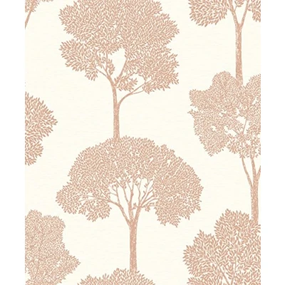 Image of Holden Decor Ambleside Tree Pattern Wallpaper Floral Leaf Textured Metallic Glitter (Rose Gold 65314)