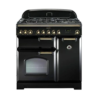 Image of Rangemaster CDL90DFFBL/B 90cm Classic Deluxe Dual Fuel Range Cooker Black/Brass