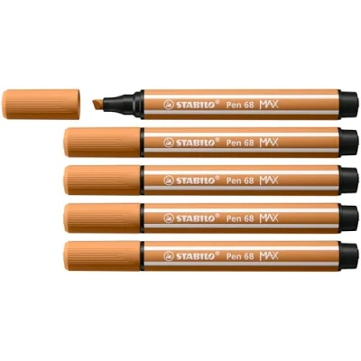 Image of Premium Fibre Tip Pen with Chisel STABILO 68 MAX Pack of 5 Dark Ochre