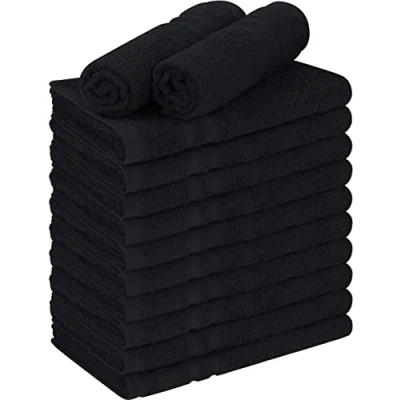 Image of Utopia Towels Cotton Bleach Proof Salon (16x27 inches) Safe Gym Hand Towel (12 Pack, Black)