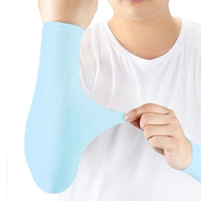 Image of Arm Sleeves UV Protection,Arm Warmers Support Stretchy Anti slip,Compression to Cover Arms Womens Mens Youth for Covering Tattoo Basketball Running Cycling Gardening Outdoor (Blue,1 Pair)