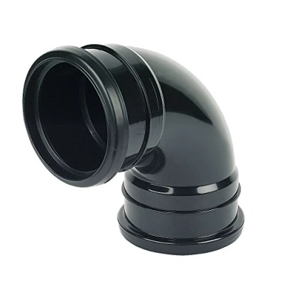 Image of 110MM Push Fit Bend 90 Degree Double Socket Black Soil Pipe and Ring Seal Fittings