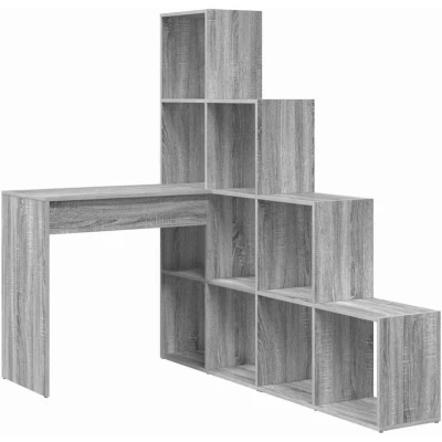 Image of vidaXL Corner Desk with Shelf Storage Grey sonoma 101.5 x 149.5 cm