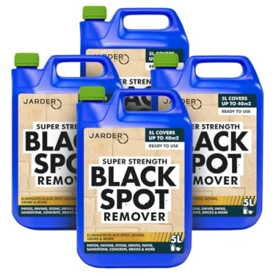 Image of Jarder Super Strength Black Spot Remover 4 x 5L Elimimates Spot, Lichen, Dirt, Grime, Mould and More Use on Concrete, Block Paving, Patio Slabs, Driveways