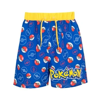 Image of Pokemon Boys Pokeball Swim Shorts Blue 6 7 Years