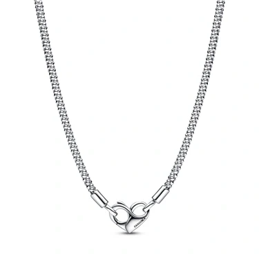 Image of Pandora Moments Studded chain sterling silver necklace with heart clasp, 45