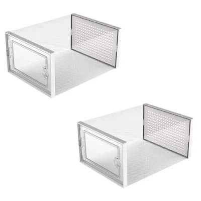 Image of KnadgbftShoe Storage Box, Clear Transparent Shoe Boxes Hard Plastic Stackable Organiser Containers Bins Reusable White