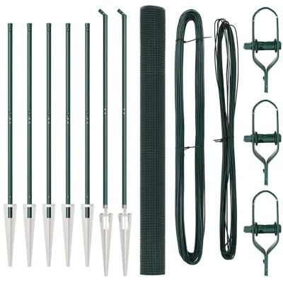Image of vidaXL Welded Wire Fence with 7 Spike Posts Green 1.6x10 m Steel
