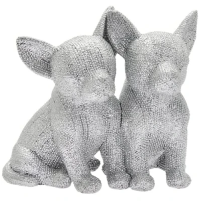 Image of Two Chihuahuas silver glitter diamante ornament figure decoration Dog lover gift