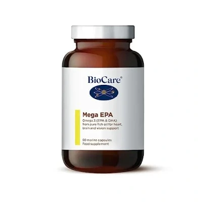 Image of BioCare Mega EPA Pure Fish Oil with Omega 3 Fatty Acids, &amp; DHA Marine Capsules for Heart, Brain Vision Support 60