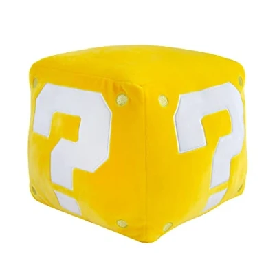 Image of Club Mocchi Super Mario Brothers Question Mark Block Mega Plush Toy 15&quot; Officially Licensed Movie/Video Games Soft Toys Room Decor Kids for 3 Year Old Boys &amp; Girls