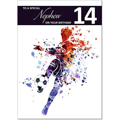 Image of doodlecards Nephew 14th Birthday Card Medium Size with Plain Envelope