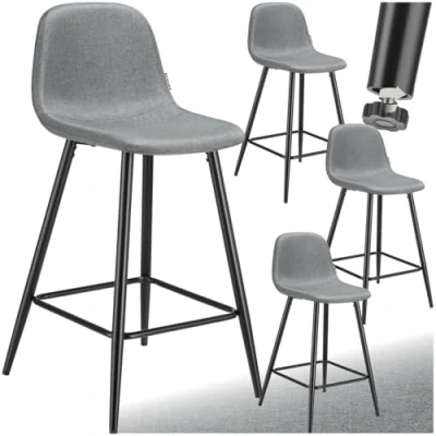 Image of Bar stool Willow with backrest, upholstery and woven cover stool, counter chair, Set of 4