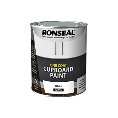 Image of Ronseal One Coat Cupboard Paint White Gls 750ml,RSLOCCWG750