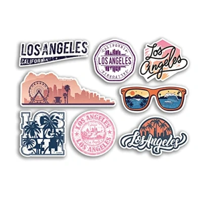 Image of A5 Sticker Sheet Los Angeles Vinyl Stickers City LA California America USA Holiday Travel #78497