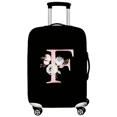 Image of initial letter Printed Design Travel Trolley Case Cover Protector Washable Suitcase Luggage Storage Covers for 18 28 inch (XL (29 32 Luggage), Pink Flower F)