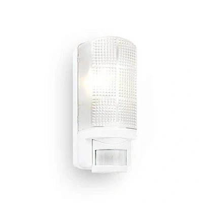 Image of Motion Outdoor Lights Mains Powered PIR Bulkhead Wall with Sensor IP44 Rated Security White Finish E27 LED Compatible