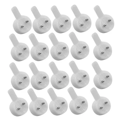 Image of Merriway® BH01676 (20 Pcs) Small 22mm (7/8 inch) White Nylon Non Trace Hardwall Drywall Picture Hook Pack of 20 Pieces