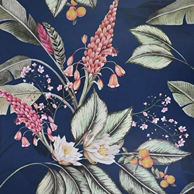 Image of Paradise Garden Wallpaper Belgravia Decor Jungle Tropical Palm Navy
